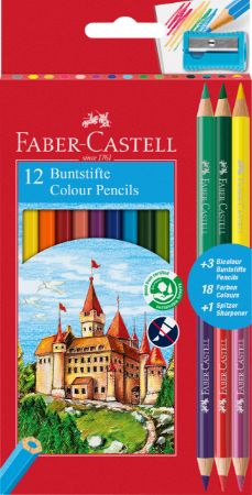 Poza cu CREIOANE COLORATE 12+3 CULORI ECO FABER-CASTELL