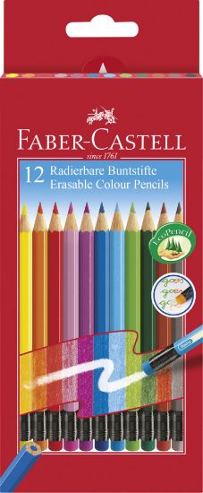Poza cu CREIOANE COLORATE 12 CULORI CU GUMA ECO FABER-CASTELL