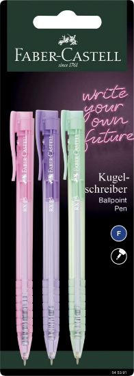 Poza cu BLISTER 3 BUC ROLLER 0.5MM SEMI-GEL CU MECANISM CUL PASTEL MINA ALBASTRA RX5 FABER-CASTELL