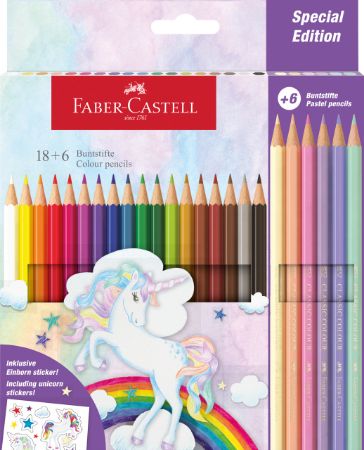 Poza cu CREIOANE COLORATE 18+6 CULORI UNICORNI FABER-CASTELL
