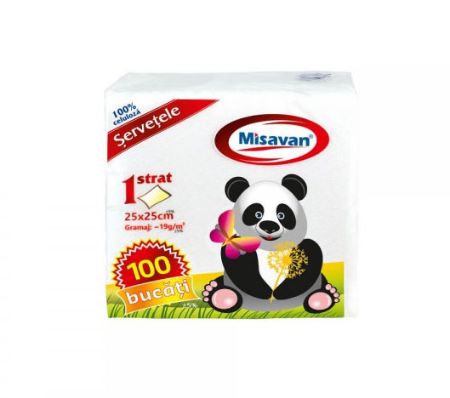 Poza cu SERVETELE DE MASA ALBE 25X25CM 100/SET