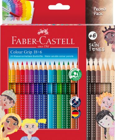 Poza cu CREIOANE COLORATE 18+6 CULORI + TONURILE PIELII GRIP 2001 FABER-CASTELL