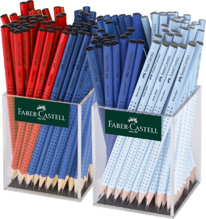 Poza cu CREION GRAFIT FARA GUMA GRIP 2001 ROSU-ALBASTRU-BLEU 2*72 CUTIE PLASTIC FABER-CASTELL