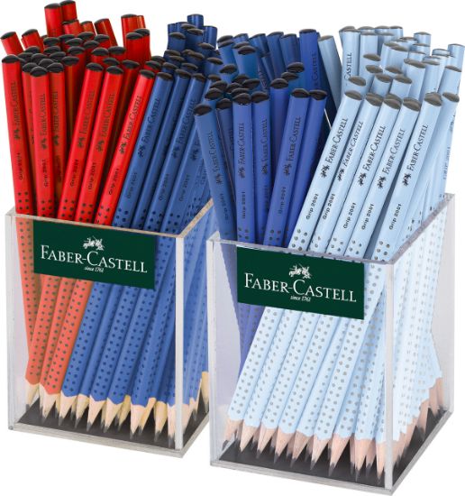 Poza cu CREION GRAFIT FARA GUMA GRIP 2001 ROSU-ALBASTRU-BLEU 2*72 CUTIE PLASTIC FABER-CASTELL