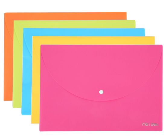 Poza cu MAPA PLASTIC CU BUTON A4 DIV. CULORI NEON DELI