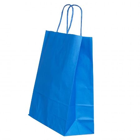 Poza cu PUNGA HARTIE MANER RASUCIT 18 x 8 x 22 CM ALBASTRU/ALB PAPIROTI