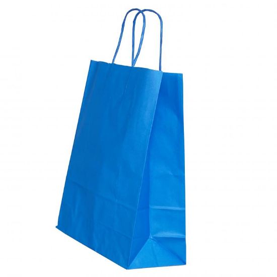 Poza cu PUNGA HARTIE MANER RASUCIT 22 x 10 x 31 CM ALBASTRU/ALB PAPIROTI
