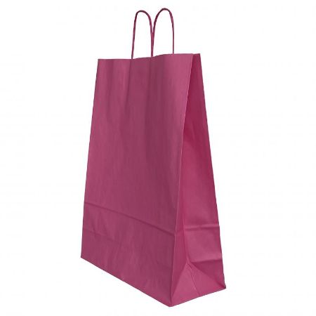 Poza cu PUNGA HARTIE MANER RASUCIT 18 x 8 x 22 CM ROZ/ALB PAPIROTI