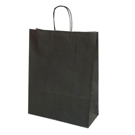 Poza cu PUNGA HARTIE MANER RASUCIT 18 x 8 x 22 CM NEGRU/ALB PAPIROTI