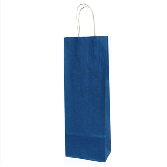 Poza cu PUNGA HARTIE STICLE MANER RASUCIT 14 x 8 x 39 CM ALBASTRU/ALB PAPIROTI