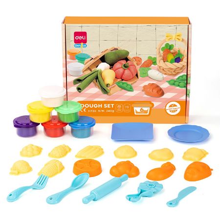 Poza cu SET CREATIV PLASTILINA + 19 ACCESORII FRUCTE SI LEGUME DELI