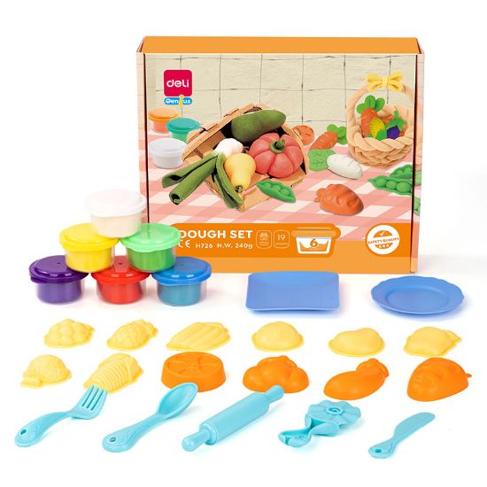 Poza cu SET CREATIV PLASTILINA + 19 ACCESORII FRUCTE SI LEGUME DELI