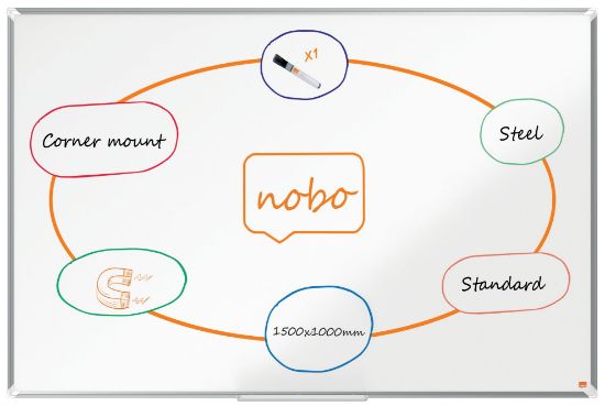 Poza cu WHITEBOARD MAGNETIC OTEL LACUIT 100*150CM PREMIUM PLUS NOBO