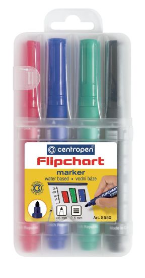 Poza cu MARKER FLIPCHART 4/SET 2.5MM 8550 CENTROPEN