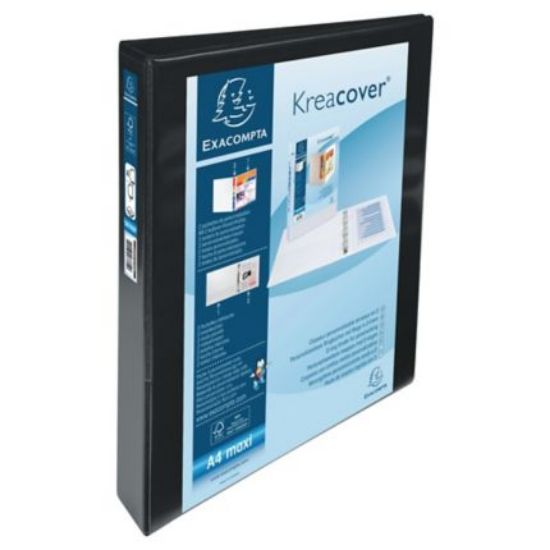 Poza cu CAIET MECANIC A4+ 4 INELE 44 MM 2 BUZUNARE KREACOVER NEGRU EXACOMPTA