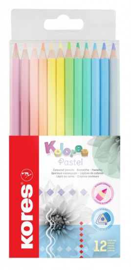 Poza cu CREIOANE COLORATE 12 CULORI PASTEL KORES