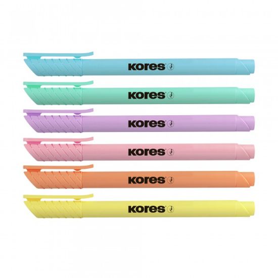 Poza cu TEXTMARKER SET 6 PASTEL SLIM CUTIE PLASTIC KORES