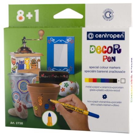 Poza cu MARKERE PERMANENTE PT DECOR. SLIM 8+1 CULORI 2738 CENTROPEN
