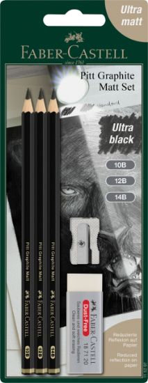 Poza cu BLISTER 3 BUC CREION GRAFIT MAT 10B, 12B, 14B PITT FABER-CASTELL