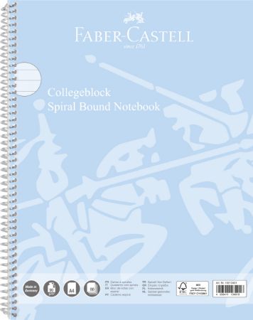 Poza cu CAIET SPIRA A4 80 FILE 90 GR DICTANDO COPERTA CARTON BLEU SKY FABER-CASTELL