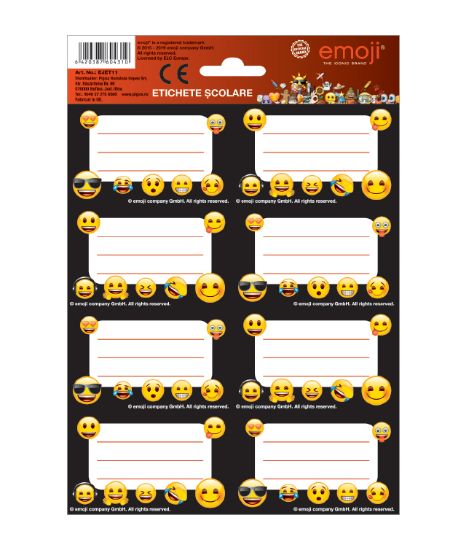 Poza cu ETICHETE SCOLARE 40/SET EMOJI PIGNA