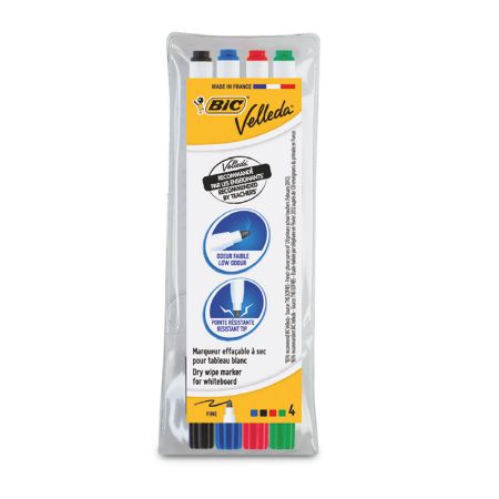 Poza cu MARKER WHITEBOARD 4/SET VELLEDA VARF SUBTIRE 1721 BIC
