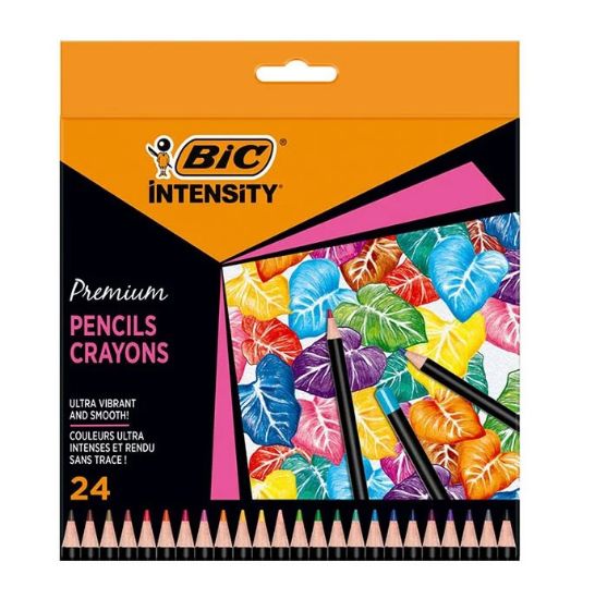 Poza cu CREIOANE COLORATE 24 CULORI INTENSITY PREMIUM BIC