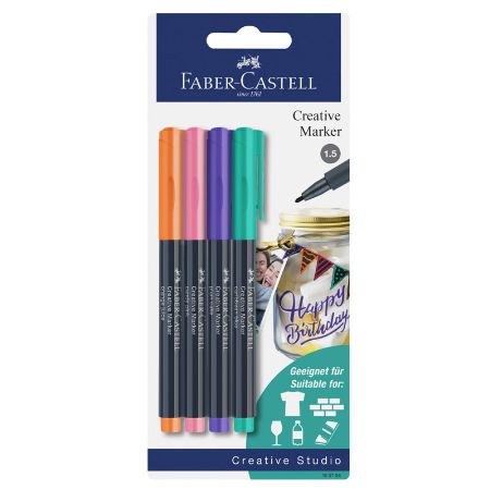 Poza cu MARKER CREATIV SET 4 CULORI FABER-CASTELL