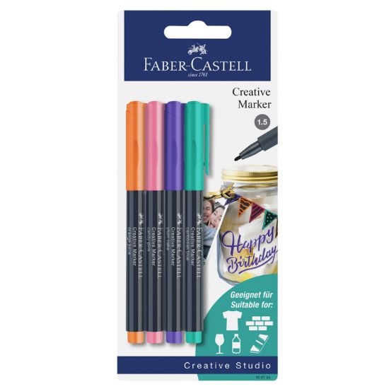 Poza cu MARKER CREATIV SET 4 CULORI FABER-CASTELL