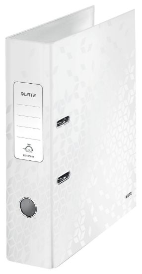 Poza cu BIBLIORAFT PLASTIFIAT 8CM 180GRADE ALB WOW LEITZ