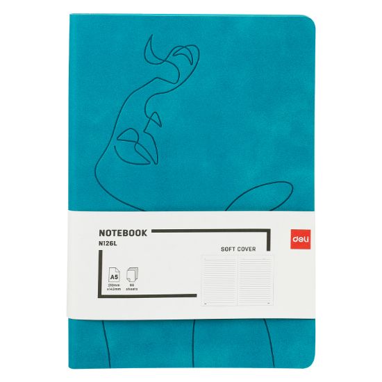 Poza cu CAIET BIROU A5 96 FILE 80G DICTANDO COPERTA PIELE TURCOAZ N126L DELI