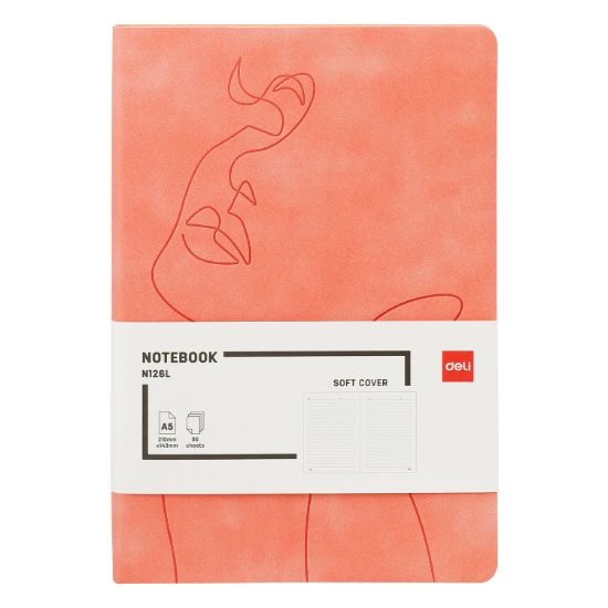 Poza cu CAIET BIROU A5 96 FILE 80G DICTANDO COPERTA PIELE PIERSICA N126L DELI