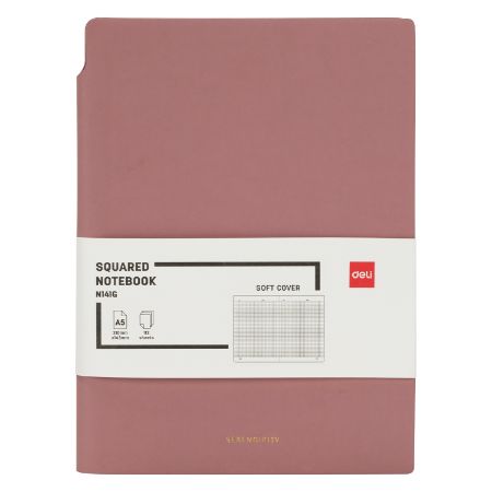 Poza cu CAIET BIROU A5 112 FILE 80G ARITMETICA COPERTA PIELE PIERSICA N141G DELI