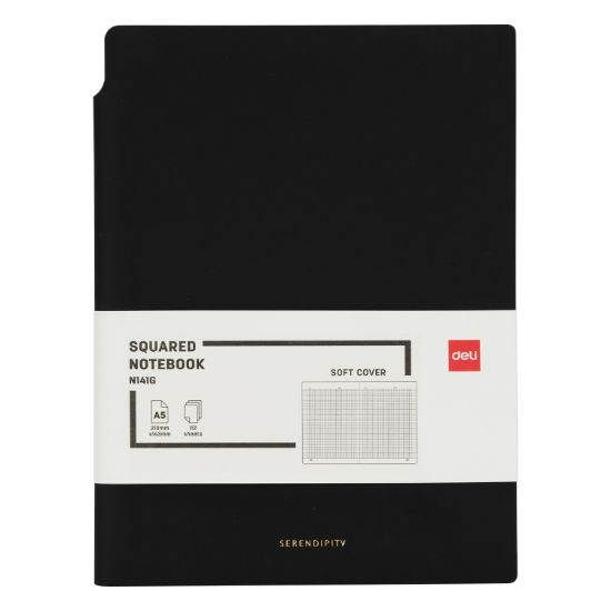 Poza cu CAIET BIROU A5 112 FILE 80G ARITMETICA COPERTA PIELE NEGRU N141G DELI