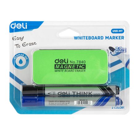 Poza cu KIT WHITEBOARD (BURETE+2 MARKERE) DELI