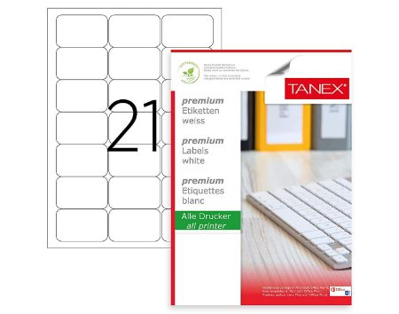 Poza cu ETICHETE 21/A4 63.5*38.1MM COLTURI ROTUNDE 25/TOP TANEX