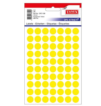 Poza cu ETICHETE ROTUNDE 13MM GALBENE 350/TIPLA TANEX