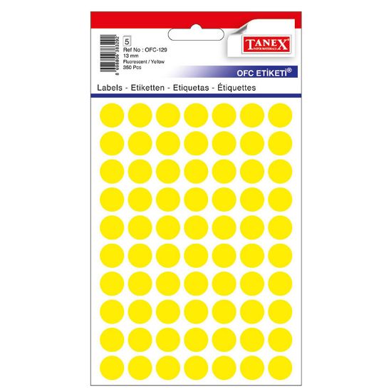 Poza cu ETICHETE ROTUNDE 13MM GALBENE 350/TIPLA TANEX