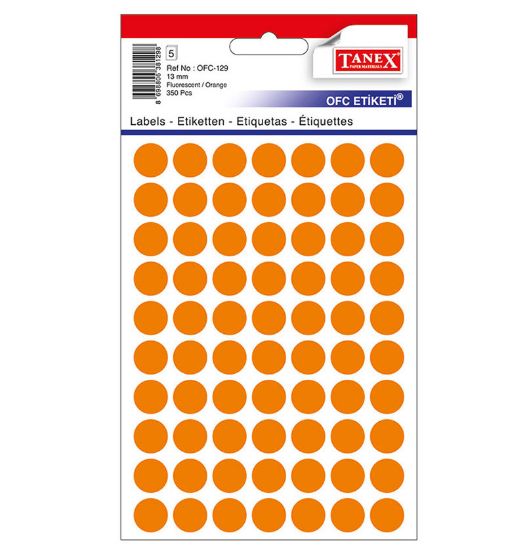 Poza cu ETICHETE ROTUNDE 13MM PORTOCALII 350/TIPLA TANEX