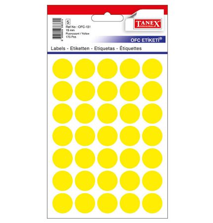 Poza cu ETICHETE ROTUNDE 19MM GALBENE 175/TIPLA TANEX
