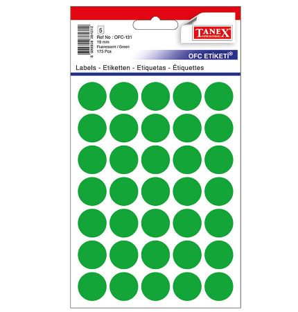 Poza cu ETICHETE ROTUNDE 19MM VERZI 175/TIPLA TANEX