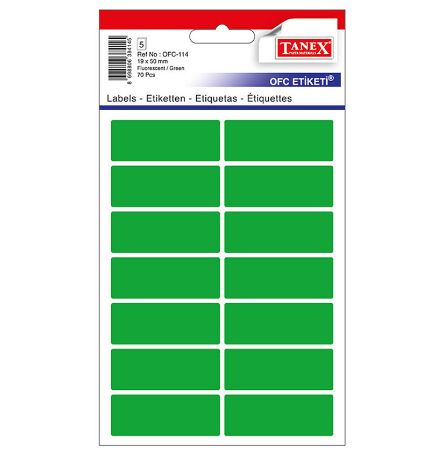 Poza cu ETICHETE 19*50MM COLTURI ROTUNDE VERZI 70/SET TANEX