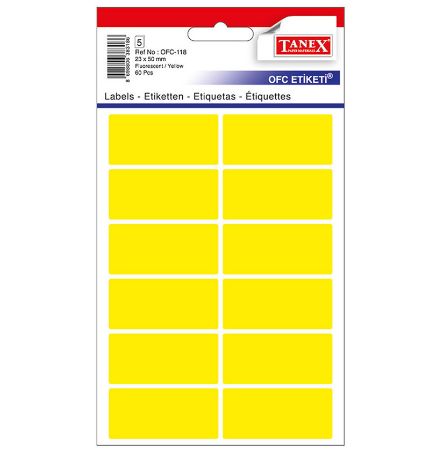 Poza cu ETICHETE 23*50MM COLTURI ROTUNDE GALBENE 60/SET TANEX