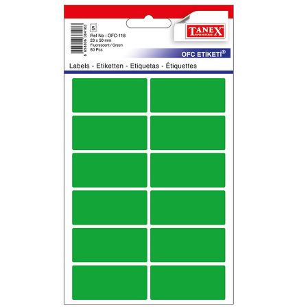 Poza cu ETICHETE 23*50MM COLTURI ROTUNDE VERZI 60/SET TANEX