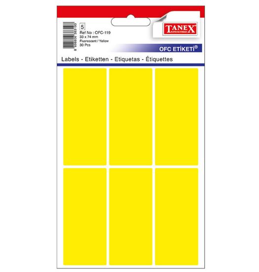 Poza cu ETICHETE 33*74MM COLTURI ROTUNDE GALBENE 30/SET TANEX