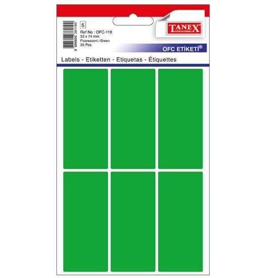 Poza cu ETICHETE 33*74MM COLTURI ROTUNDE VERZI 30/SET TANEX