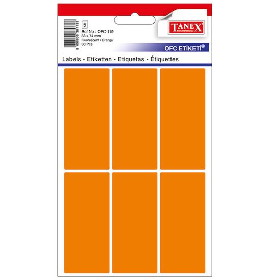 Poza cu ETICHETE 33*74MM COLTURI ROTUNDE PORTOCALII 30/SET TANEX