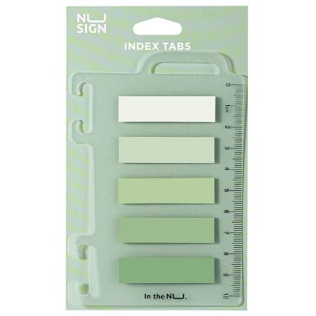 Poza cu INDEX ADEZIV PLASTIC 12*44MM 5 CULORI VERDE 20 FILE RIGLA NUSIGN DELI