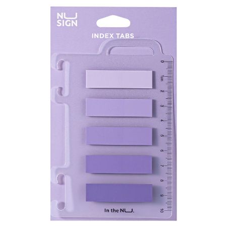 Poza cu INDEX ADEZIV PLASTIC 12*44MM 5 CULORI VIOLET 20 FILE RIGLA NUSIGN DELI