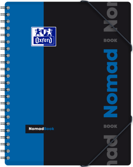 Poza cu CAIET ORGANIZATOR OXFORD STUDENTS NOMADBOOK, A4+ 80F, HARTIE OPTIK 90G/MP, SPIRA DUBLA, SCRIBZEE, COPERTA PP, MARGINI DUBLE SI ANTET, MICROPERFORATII SI 4 PERFORATII, 3 CLAPE COPERTA SPATE, INCHIDERE CU ELASTIC, PATRATELE, DIVERSE CULORI